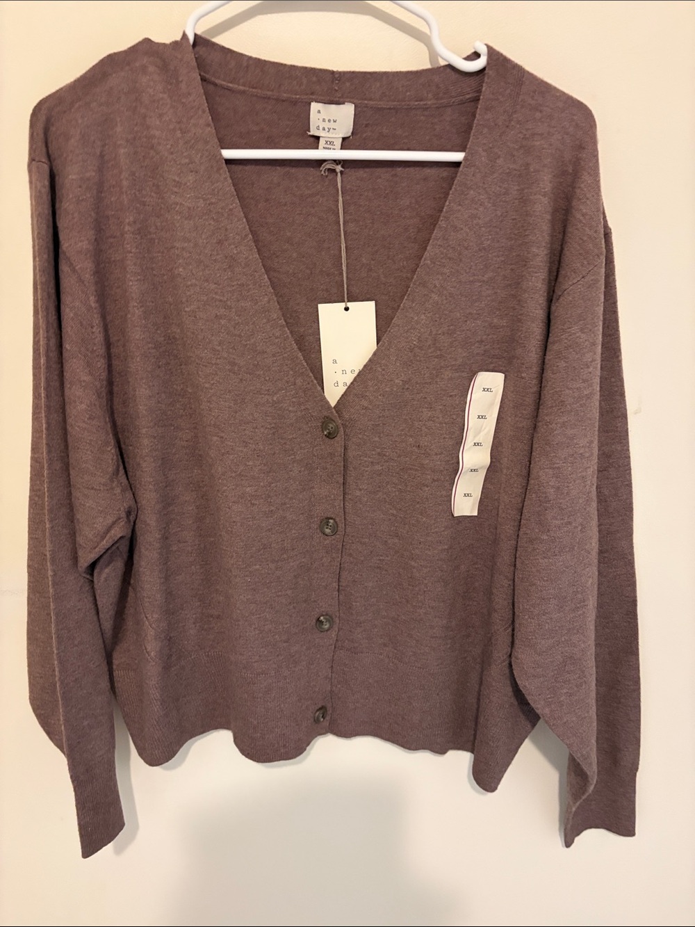 a new day Mauve V-Neck Button Front Cardigan